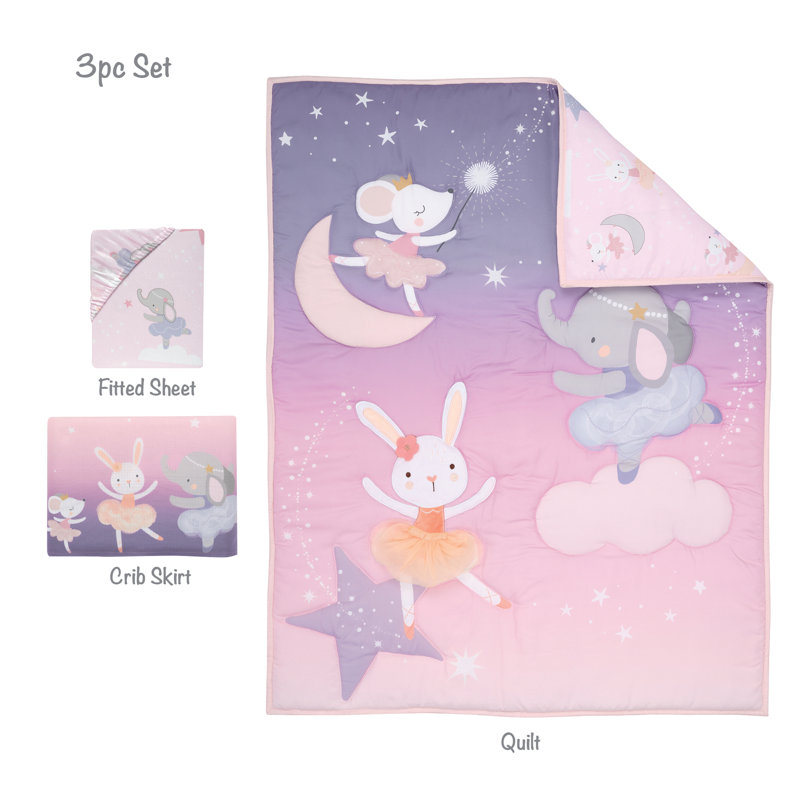 Pink and Lavender Microfiber Baby Girls' Quilt Set