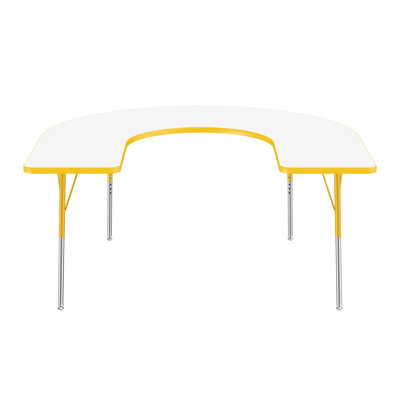 Horseshoe Dry-Erase Activity Table with Adjustable Legs - Whiteboard/Yellow