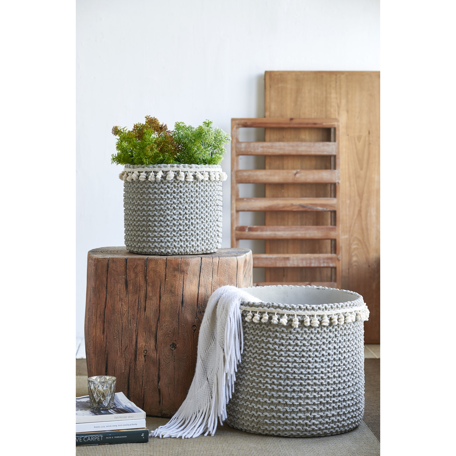 Bea Cement Pot Planter, 10" H x 10.5" W x 10.5" D