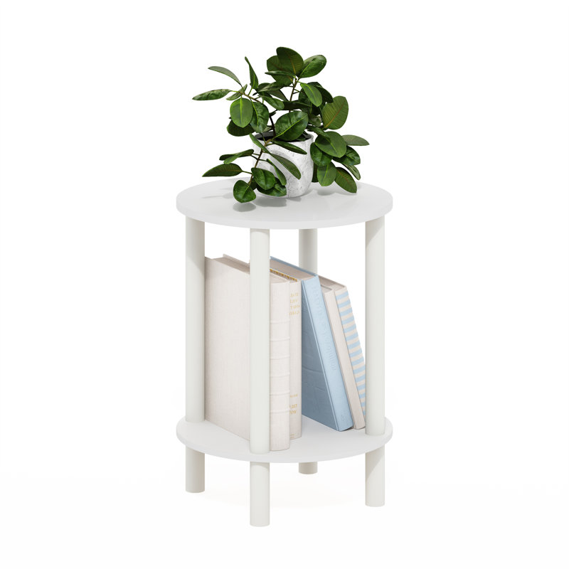Creekside 2-Tier Round Wooden End Table, Side Table, White/White, White/White