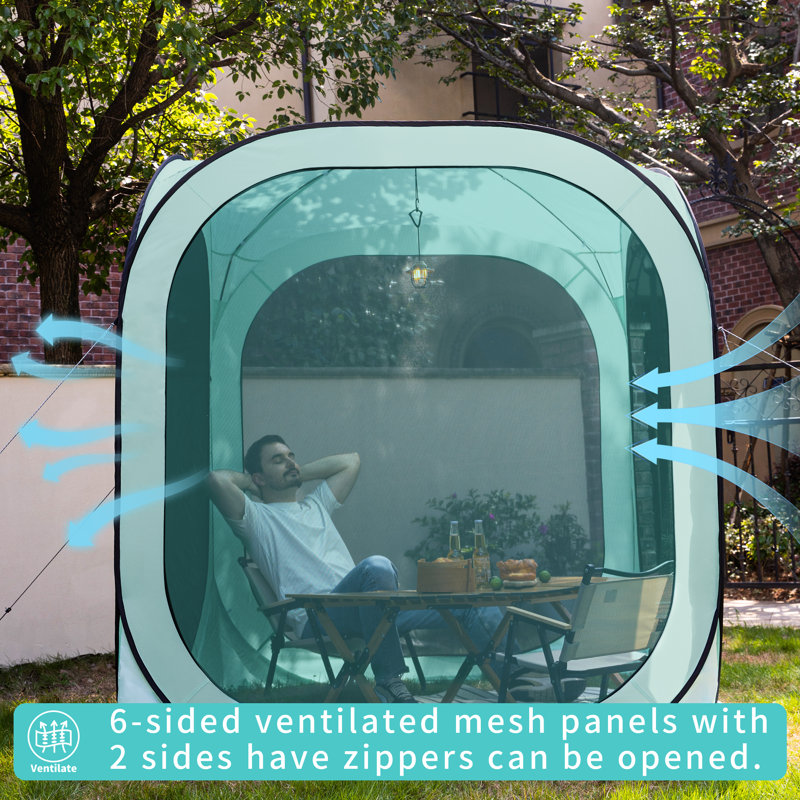 werph 6FT Pop-Up Screen House Outdoor Gazebo Tent with Mosquito Netting, Portable Patio Screen Tent with Ventilated Mesh Panels & Zippered Doors for Backyard, Camping & Garden