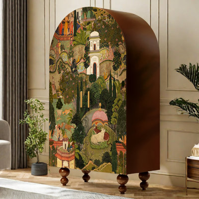 Arched Armoire Cabinet with Shelves &Clothing Rod