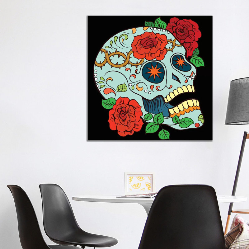 Skull And Roses by Art Mirano - Wrapped Canvas Print, 93.98 cm H x 93.98 cm W