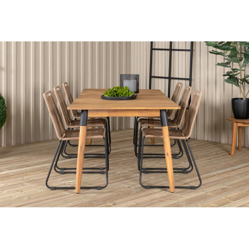 Bloxberg Solid Wood Dining Set, Brown