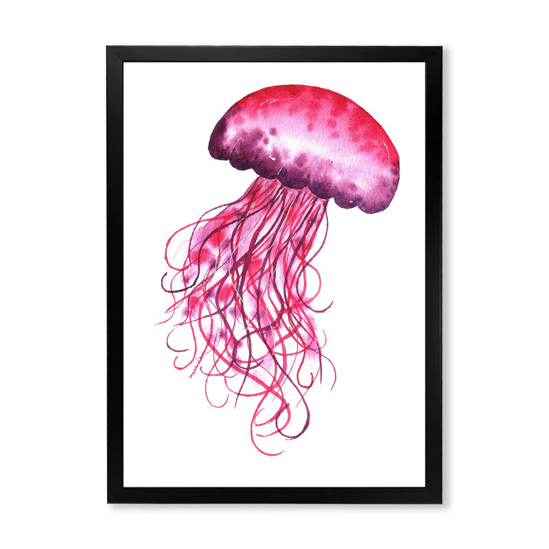 Adorable méduse rose méduse - Décoration murale nautique et côtière en toile, L 12 po x H 20 po x P 1,5 po