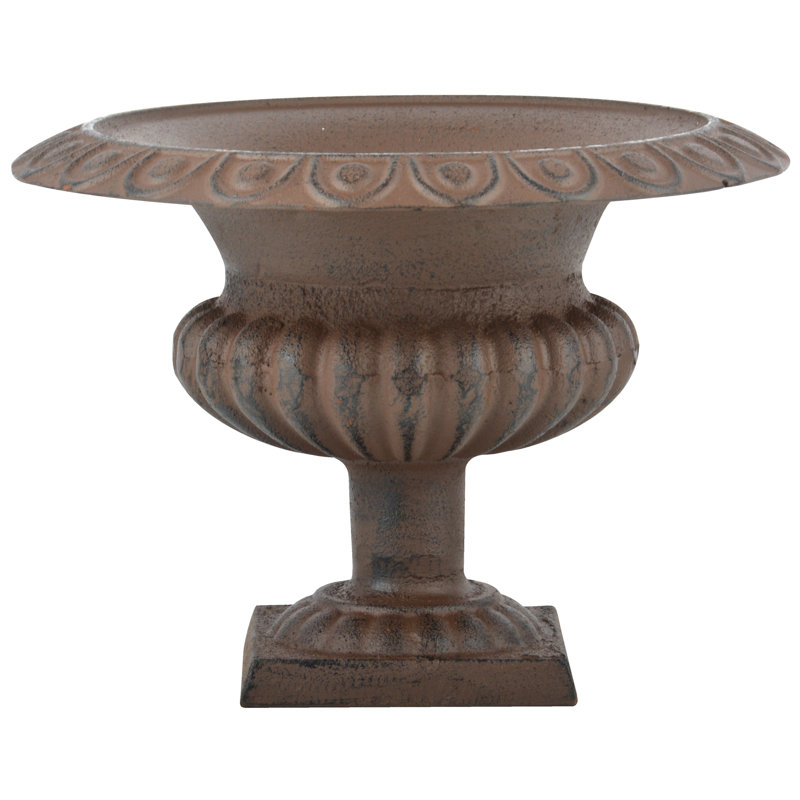 Cora Metal Urn Planter, Dark Brown, 20.2cm H x 27.8cm W x 27.8cm D