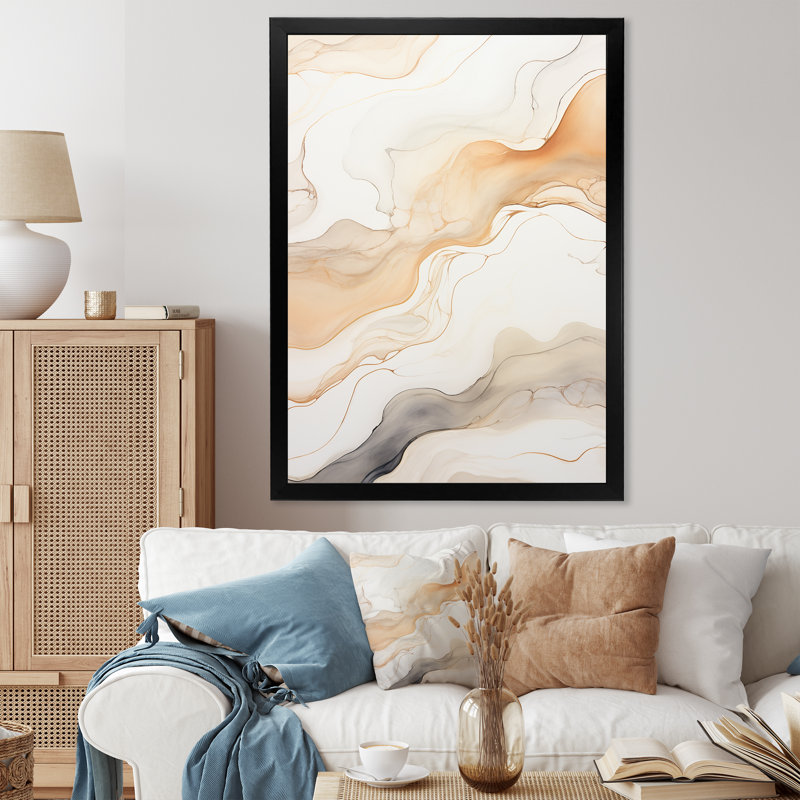 Minimalisme, rivières, élégance résonnante I sur toile, H 32 po x l 16 po x P 1 po, Cadre simple noir