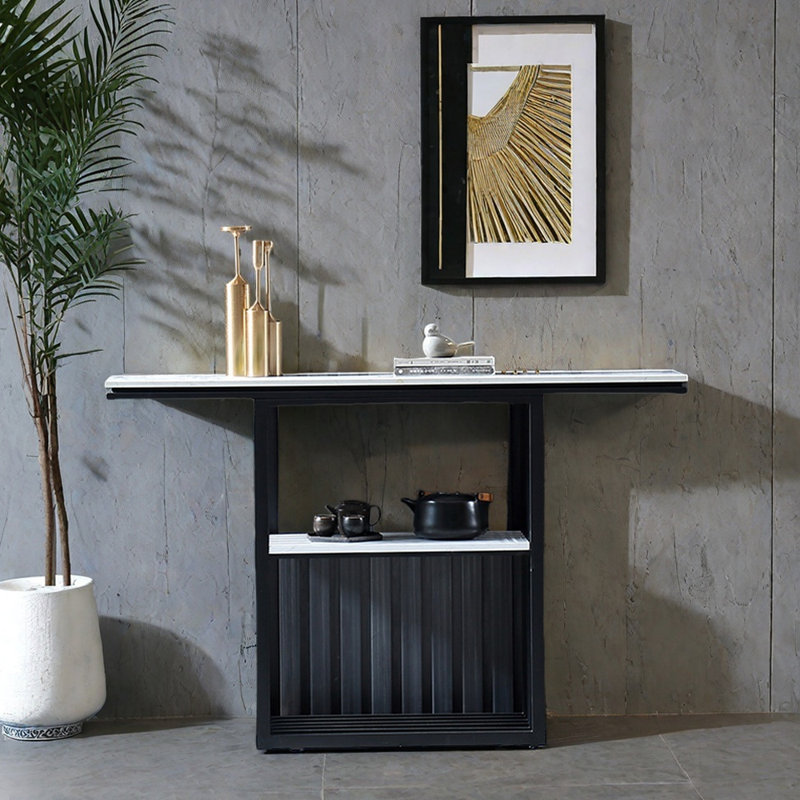 Table d'entrée de style scandinave, H 30,7 po x l 55,1 po x P 11,8 po, Noir