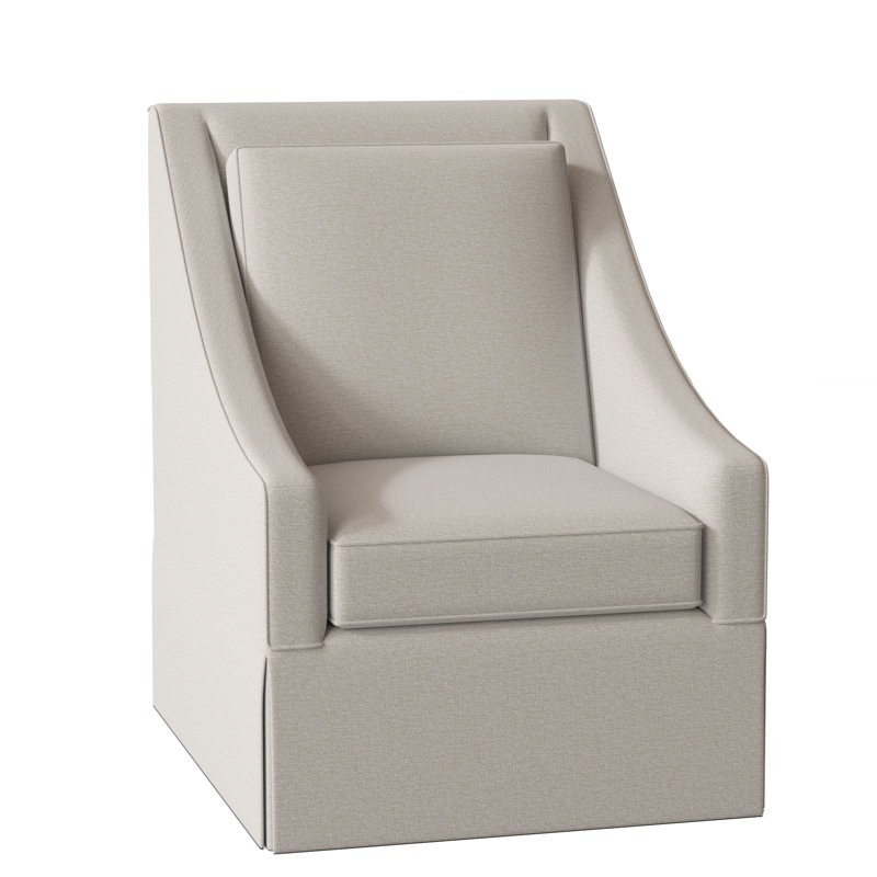 Teagan Upholstered Swivel Armchair, White Performance Fabric; 0851-94