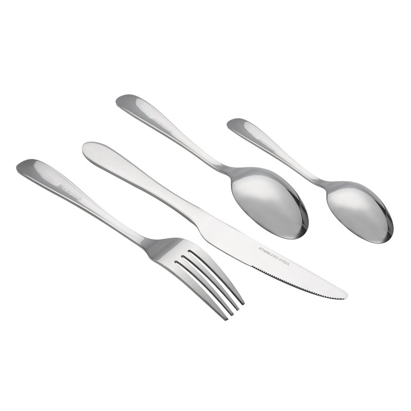 Ensemble de couverts 24 pièces en acier inoxydable poli miroir - Service pour 6 personnes avec ustensiles complets pour les réunions de famille et les repas de tous les jours
