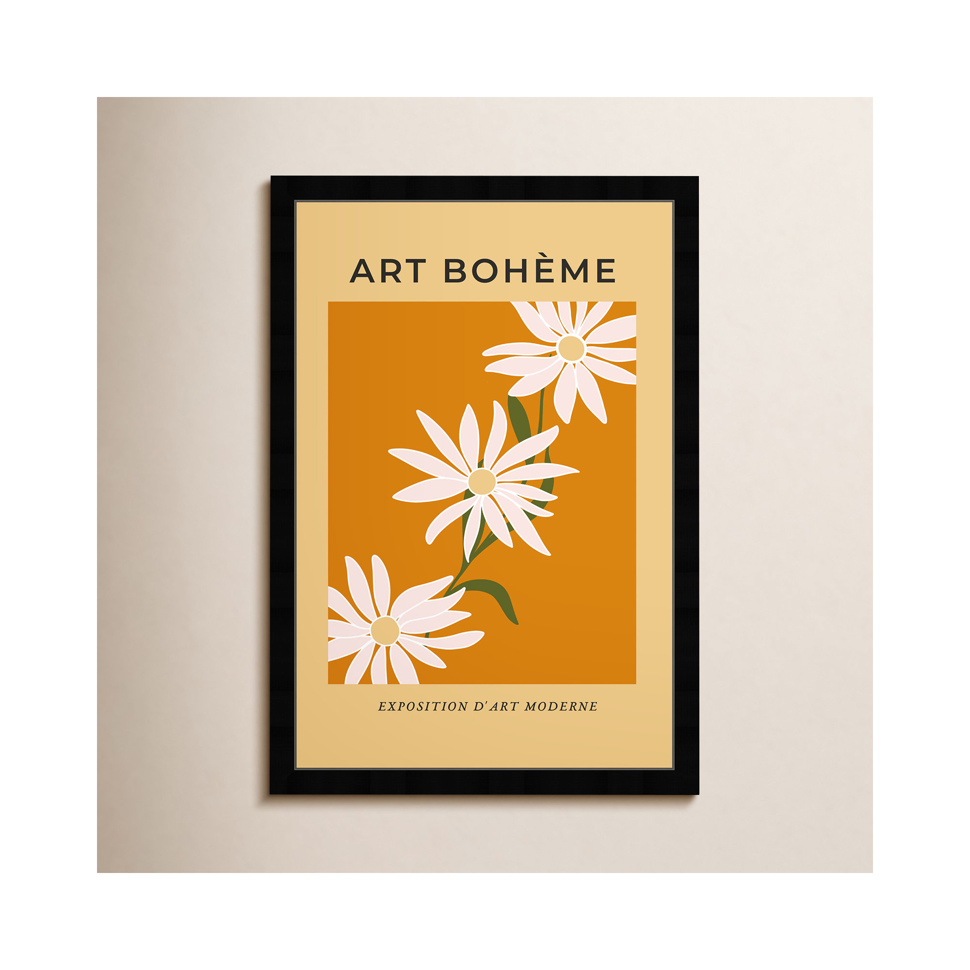 French White Daisy by Oliver Gal, Black Framed Paper, 17" H x 12" W