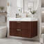 Meuble-lavabo flottant moderne avec plateau en pierre frittée sans soudure et lavabo en céramique, 2 tiroirs-1180355836