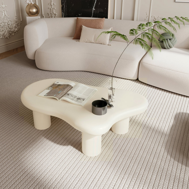 Table basse de 40 pouces en forme de nuage pour le salon, beige