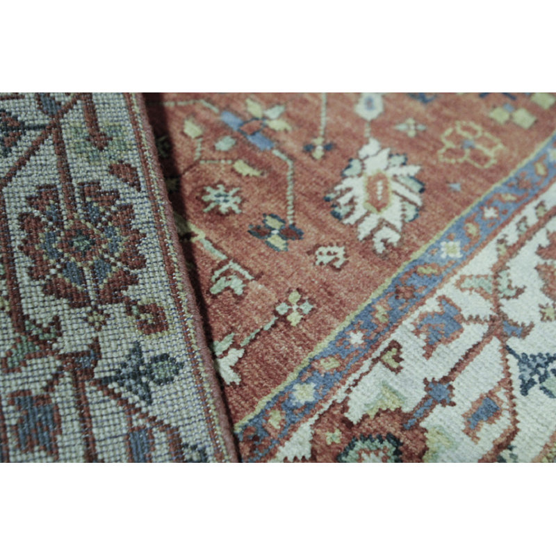 Hand-Knotted High-Quality Red and Ivory Runner
