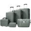 Ensemble de bagage 6 pièces, valise rigide avec double roulettes à poignée verrouillable, étui à cosmétiques 14 po, bagage 20/24/28 po avec sac de voyage et trousse de toilette
