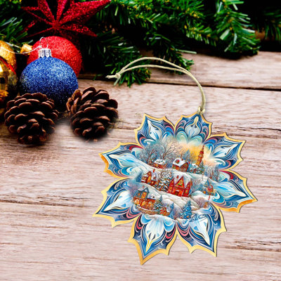 Grand ornement en bois décorations de Noël paysage et nature