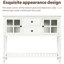 Buffet console pour le salon en blanc, armoire de rangement de style - 2 tiroirs, armoires vitrées, pieds en bois massif, buffet blanc d'aspect chic avec tablette inférieure, conception spacieuse, deux-104204895-104204894