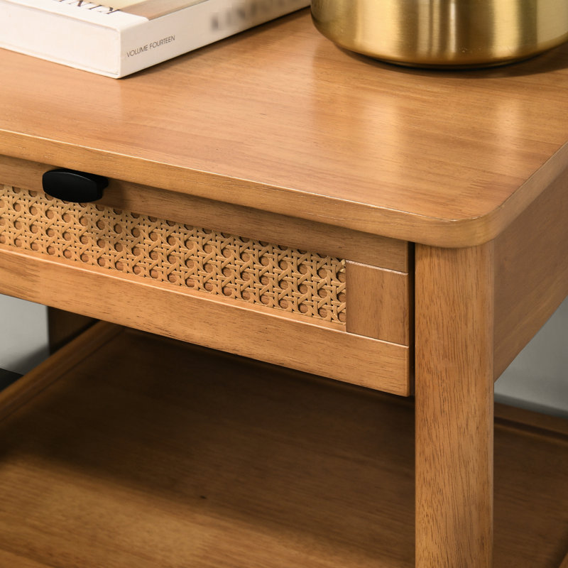 Table de chevet avec tablette en noyer