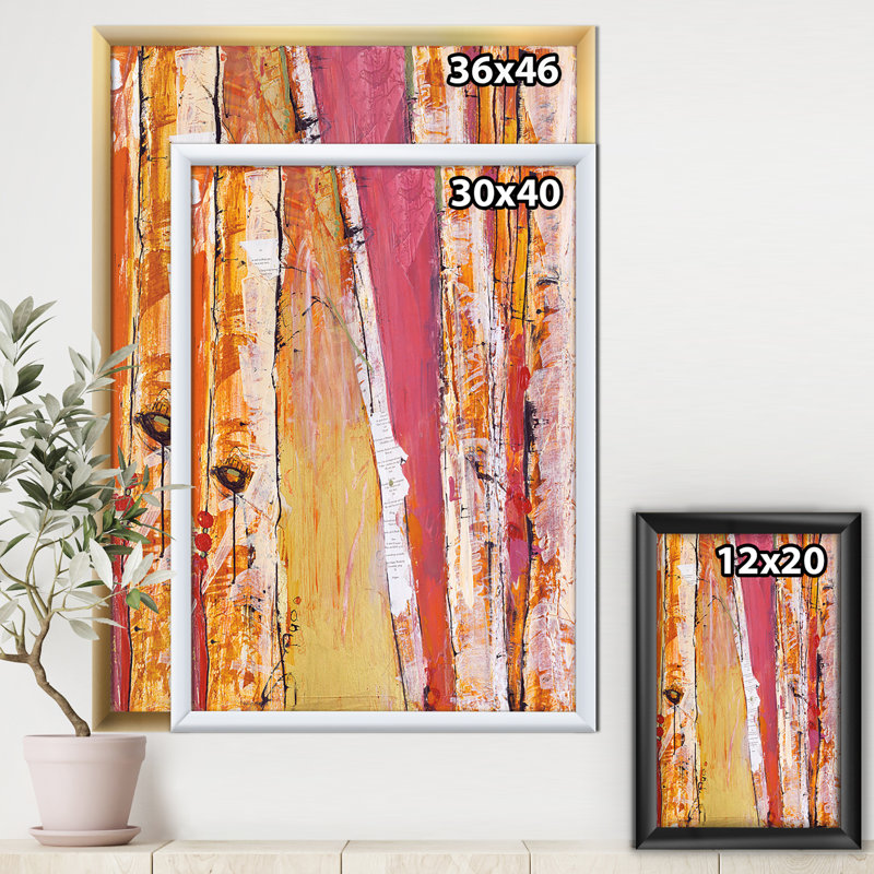 «Orange Glam Natural Wood», reproduction sur toile encadrée, H 40 po x l 30 po x P 1,5 po, Cadre argenté