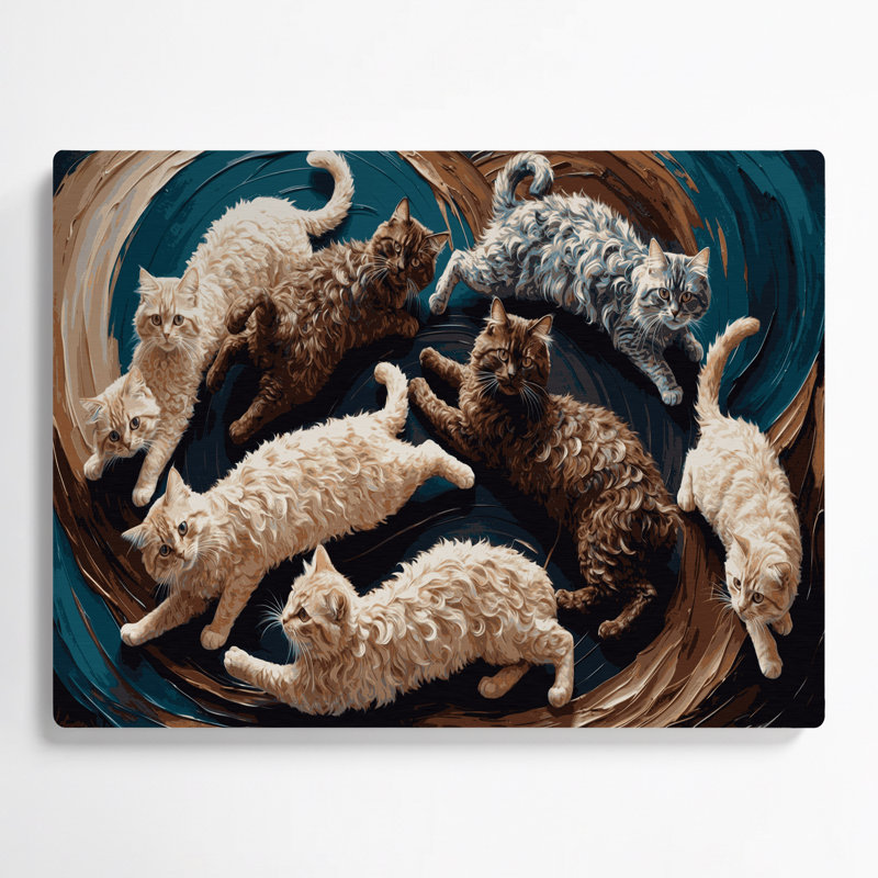 Art mural en métal «Cats LaPerm» mauve, H 20 po x l 24 po