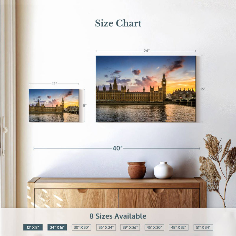 Marchelle Big Ben Against Sunset, 16" H x 24" W