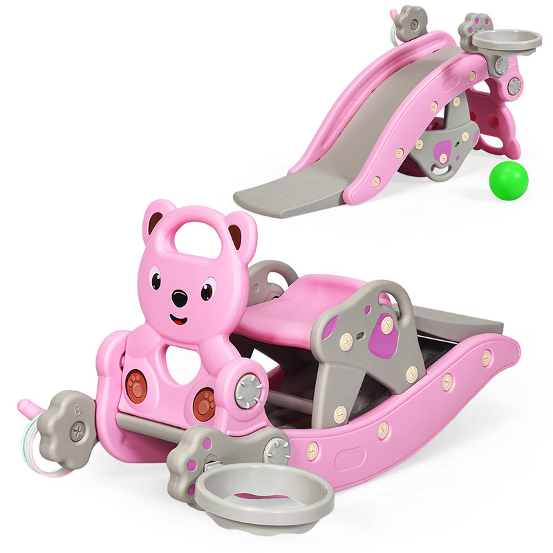 Toler 4 In 1 Children Rocker, Pink/Grey