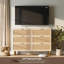 Commode 6 tiroirs en rotin - grand rangement, finition naturelle, salon