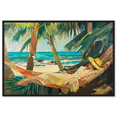 On Her Hammock Canvas Glam Beach Wall Art by Art Remedy