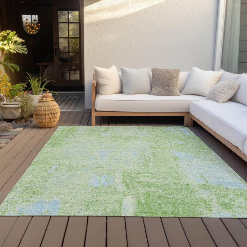 Machine Washable Indoor/Outdoor Chayden ACN989 Green Rug