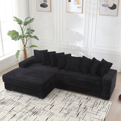 Modular Corduroy Upholstered L-Shaped Sectional Sofa