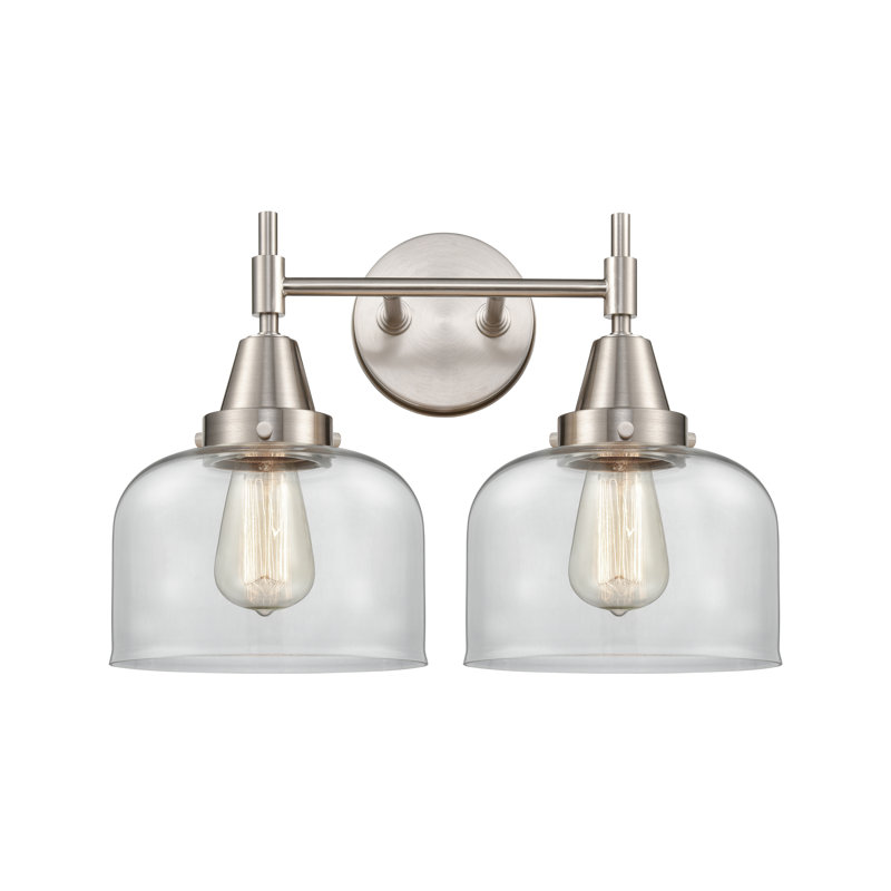 Éclairage pour meuble-lavabo 2 lumières 17 po Caden - H 5,75 po, Nickel satiné, Ampoule DEL 4 watts rétro, Clair