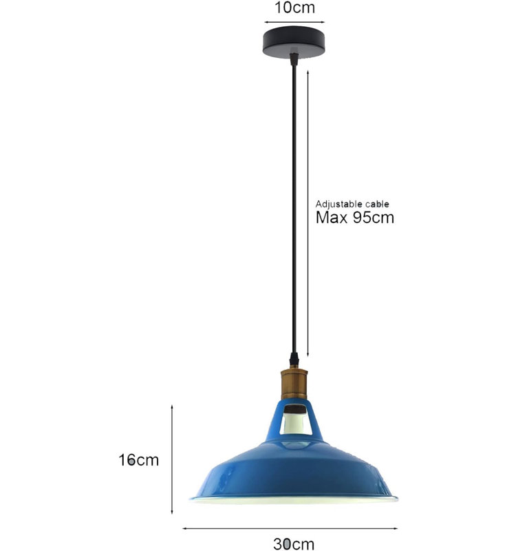 1 - Light Bowl Pendant, Blue
