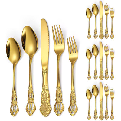 20-Piece Vintage Flatware Set With Hollow Relief Design, Stainless Steel Cutlery For 4, Elegant Dining Utensils For Parties And Daily Use