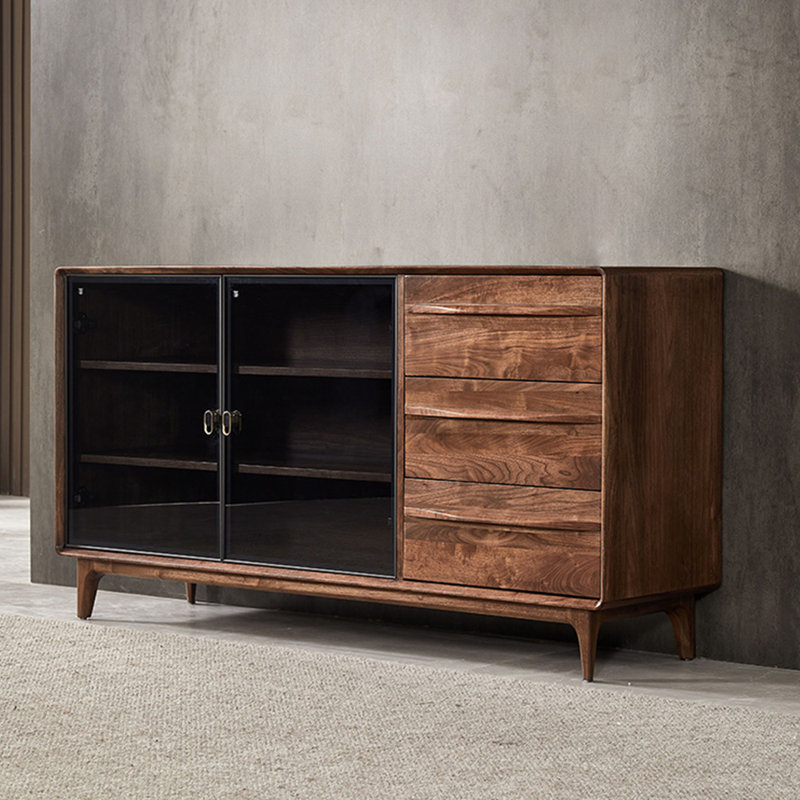 Buffet pratique en bois massif noyer noir pratique 62,99