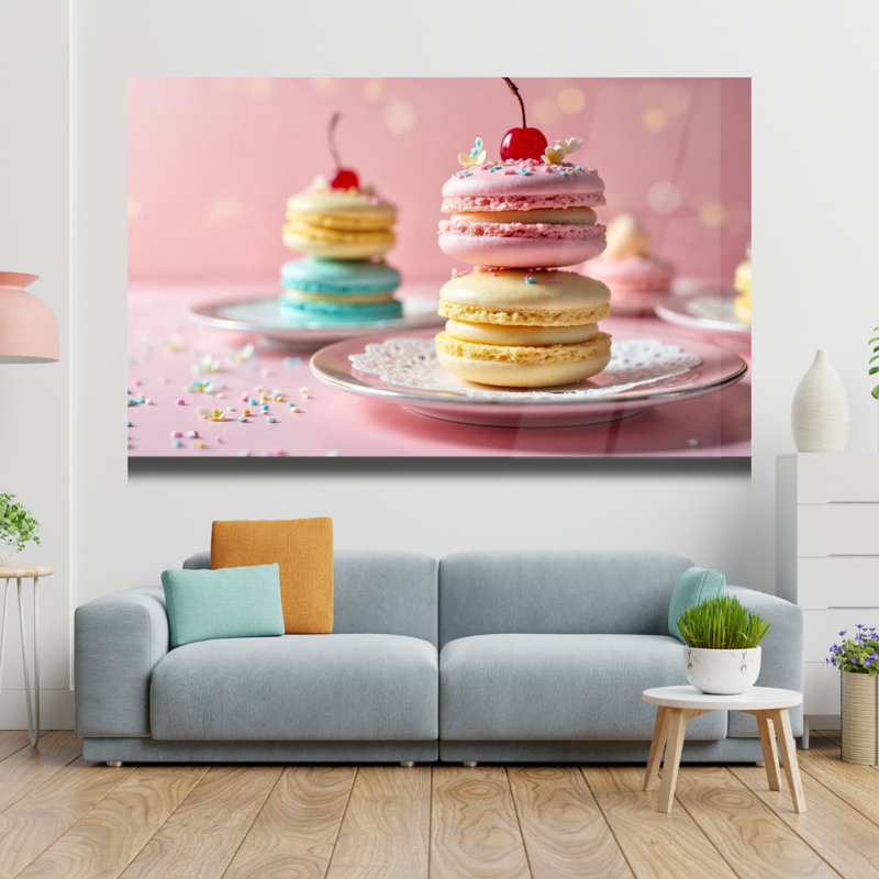 Art mural en verre trempé Macarons, H 18 po x l 24 po