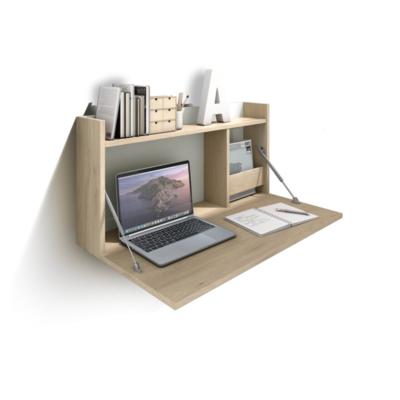 Caramie Writing Desk, Light Oak/White
