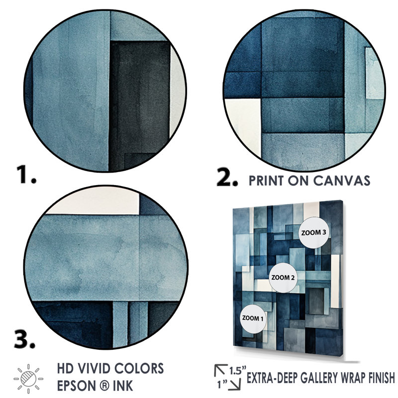 Indigo Illusion Abstract Shapes Canvas Wall Art