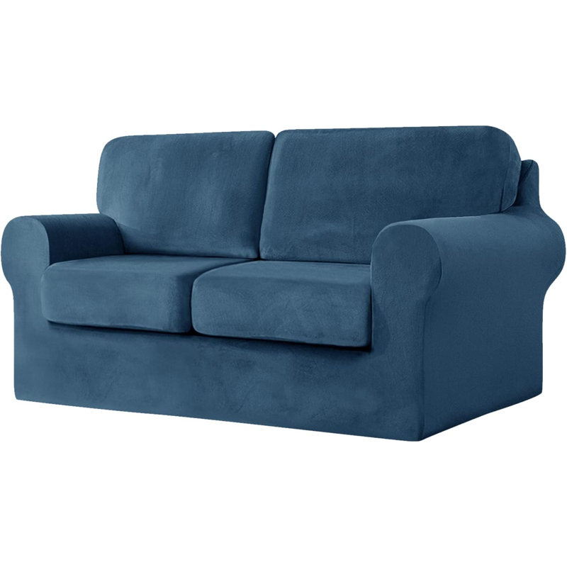 Sofa Cover With Separate Seat Cushions And Backrests Stretch Velvet Sofa Slipcover Couch Covers Furniture Protector Split Combined (Large 3-Seat Set 5 PCS)