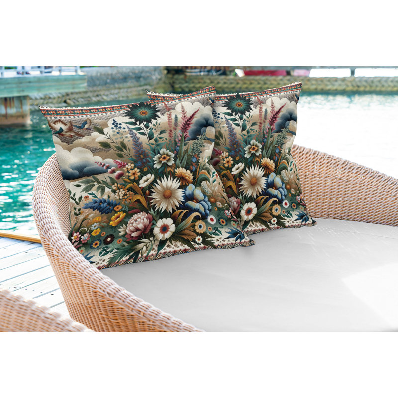 Coussin décoratif réversible en tissu, Carré, H 24 po x l 24 po
