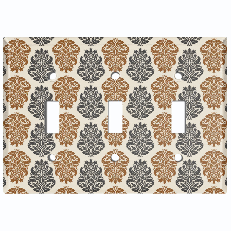 Patterned 3 - Gang Toggle Light Switch Standard Wall Plate, Gray