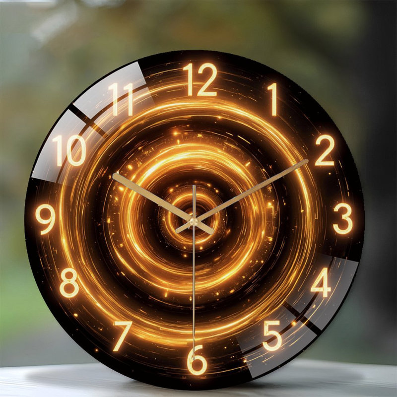 Horloge murale DEL avec spirale et mouvement silencieux - Horloge murale moderne en verre 12 po
