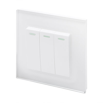 Crystal PG 3 Gang Rocker Light Switch White