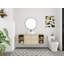 Meuble-lavabo double 54 po (pleine longueur) 54 po - 5 options de couleur de lavabo (motifs blanc / noir / marbre) + armoire en bois clair-2135018358