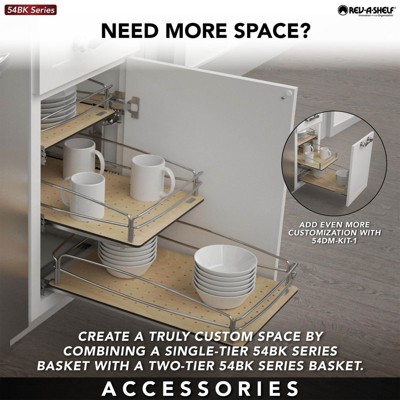 Rev-A-Shelf Solid Bottom Pull-Out Base Soft-Close Kitchen Cabinet Organizer