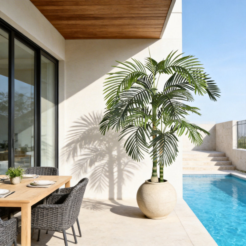 Palmier artificiel, grande plante tropicale résistante aux rayons UV pour la maison et le patio, H 72 po x l 45 po x P 45 po