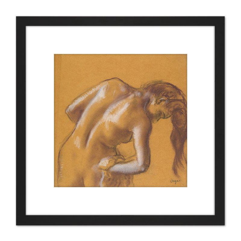 Bather Drying Herself 1892 Drawing by Edgar Degas - Single Picture Frame Painting