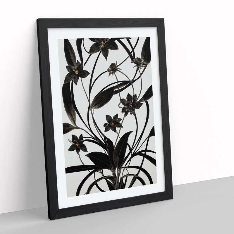 Idyllic Flowers - Single Picture Frame Painting, Black, 34cm H x 25cm W x 2cm D