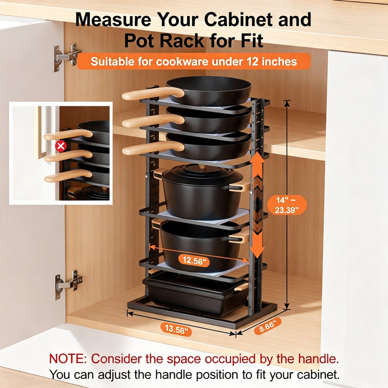 Iron Countertop / Cabinet Pot Rack, Black
