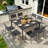 8-Person 56.3'' Square Aluminum Outdoor Dining Table with Umbrella Hole-679941982
