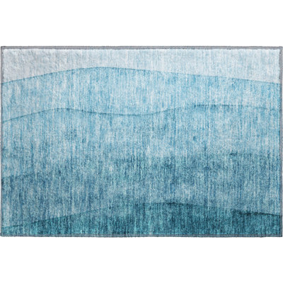 Premium Machine Washable Prisco Teal Rug